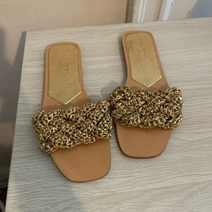Zara gold flat sandals
